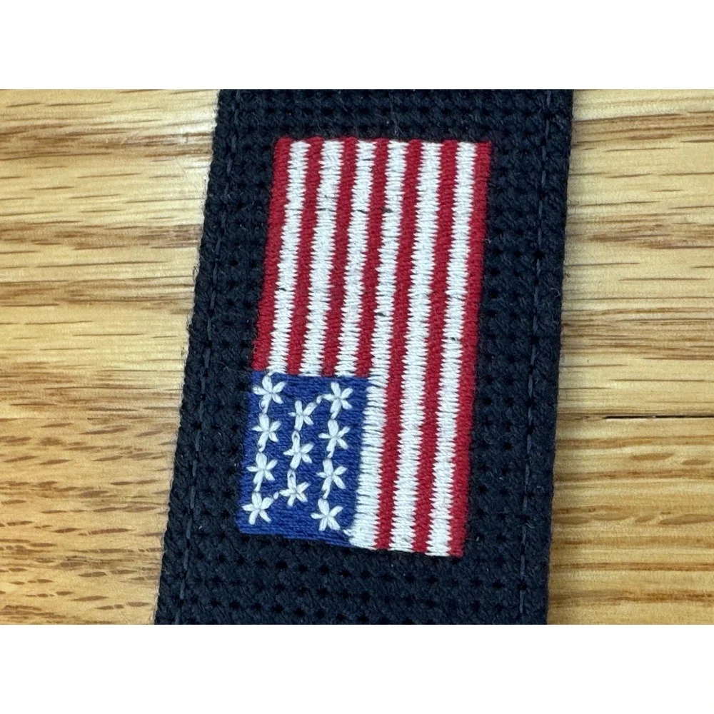 NWT Original Penguin Needlepoint Belt 30 | American Flag Embroidered | Leather